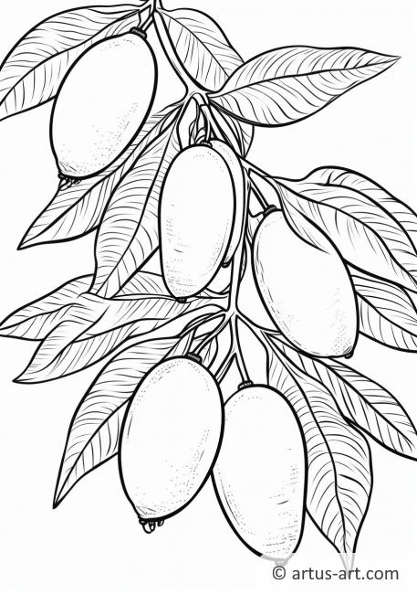 Pagina de colorat cu frunze de mango